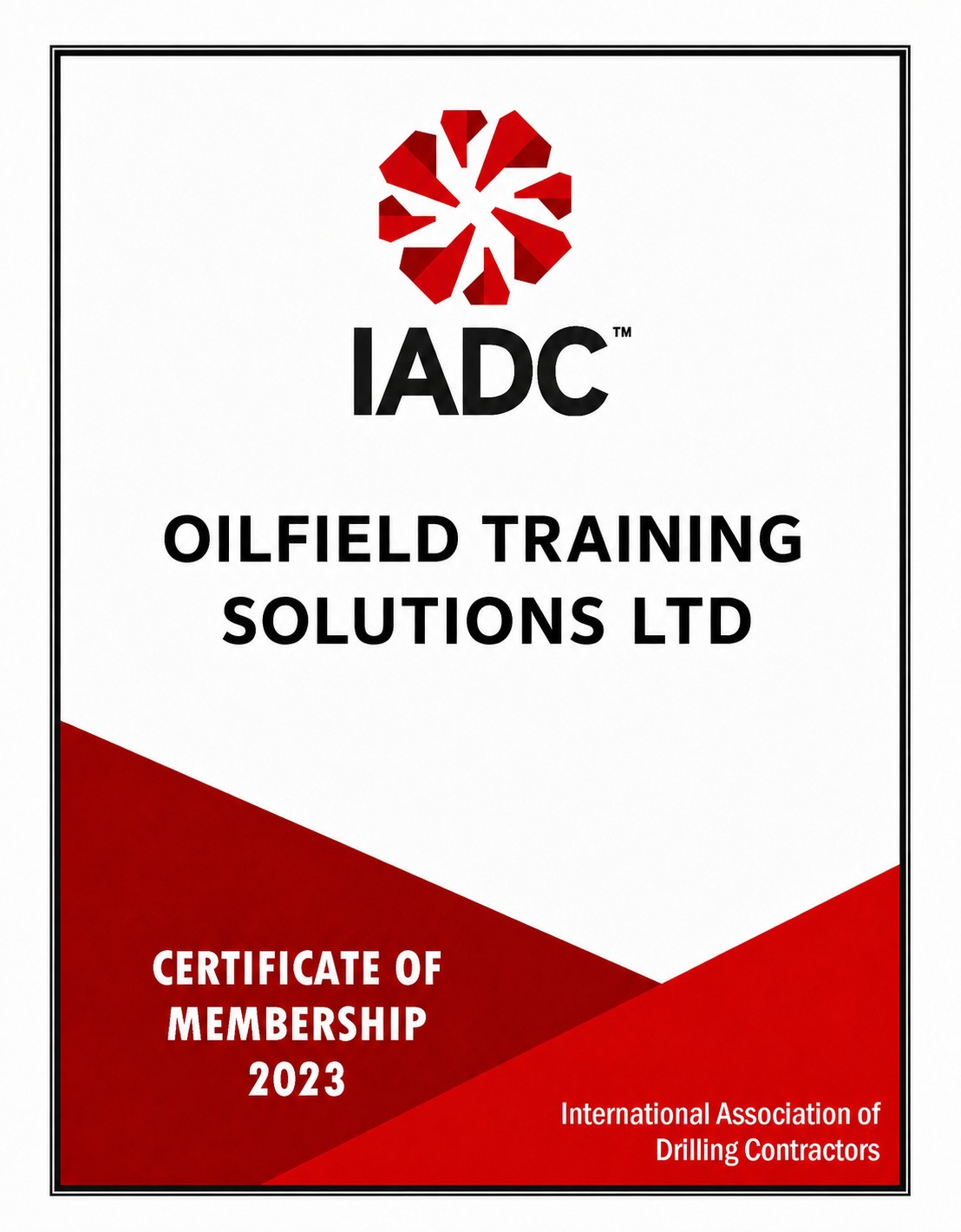 IADC Membership certificate